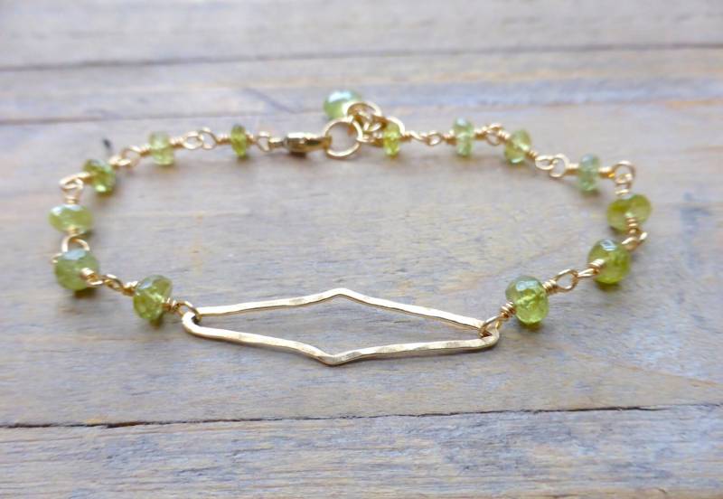 Grossular Grün Granat Link Gold Armband Grossular Grün Granat Link Gold Armband von PrincessgearJewelry