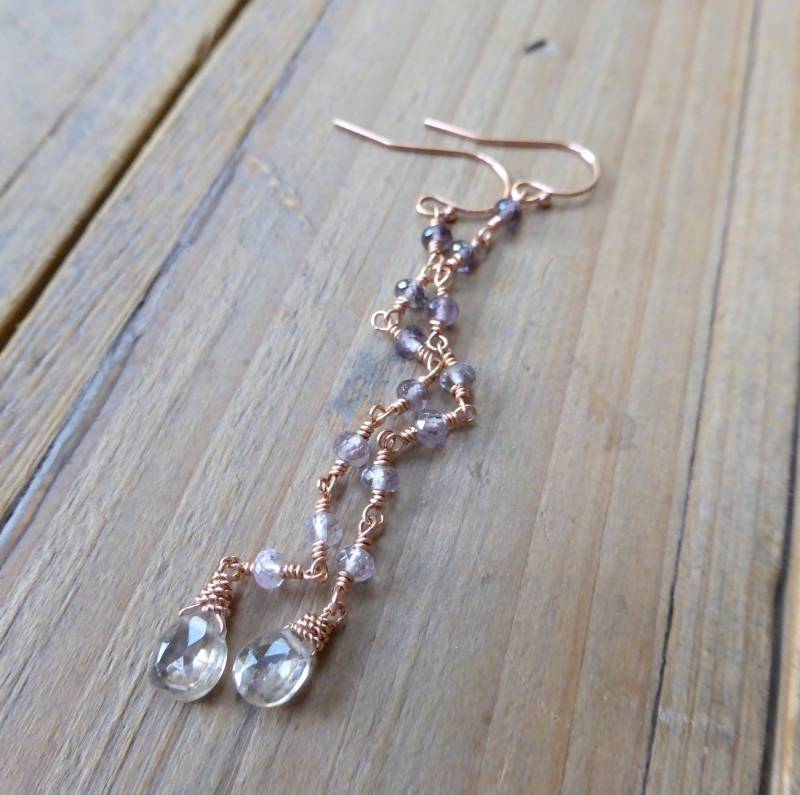 Ombre Violett Spinell Und Zirkon Tropfen Pink Gold Ohrringe Ombre Violett Spinell Und Zirkon Tropfen Pink Gold Ohrringe von PrincessgearJewelry