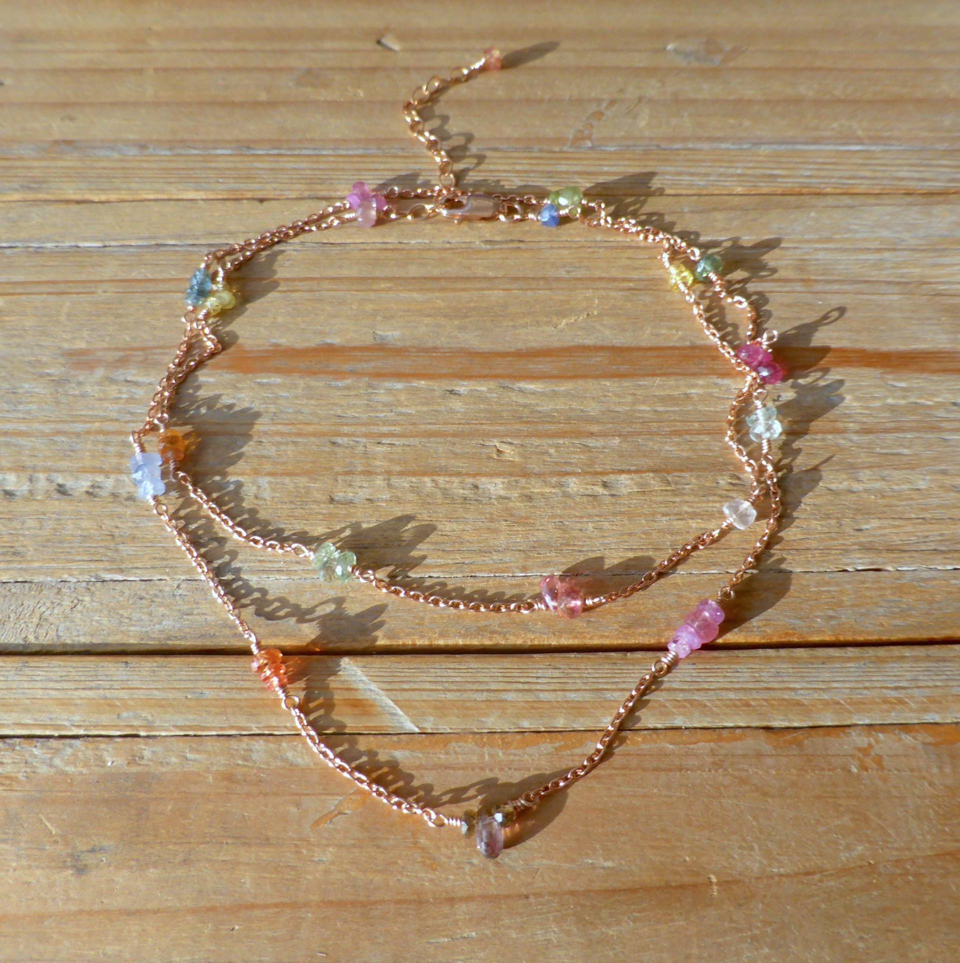 Rose Gold Filled Saphir Kettenhalskette Regenbogen Edelstein Schmuck Rose Gold Filled Saphir Kettenhalskette Regenbogen Edelstein Schmuck von PrincessgearJewelry
