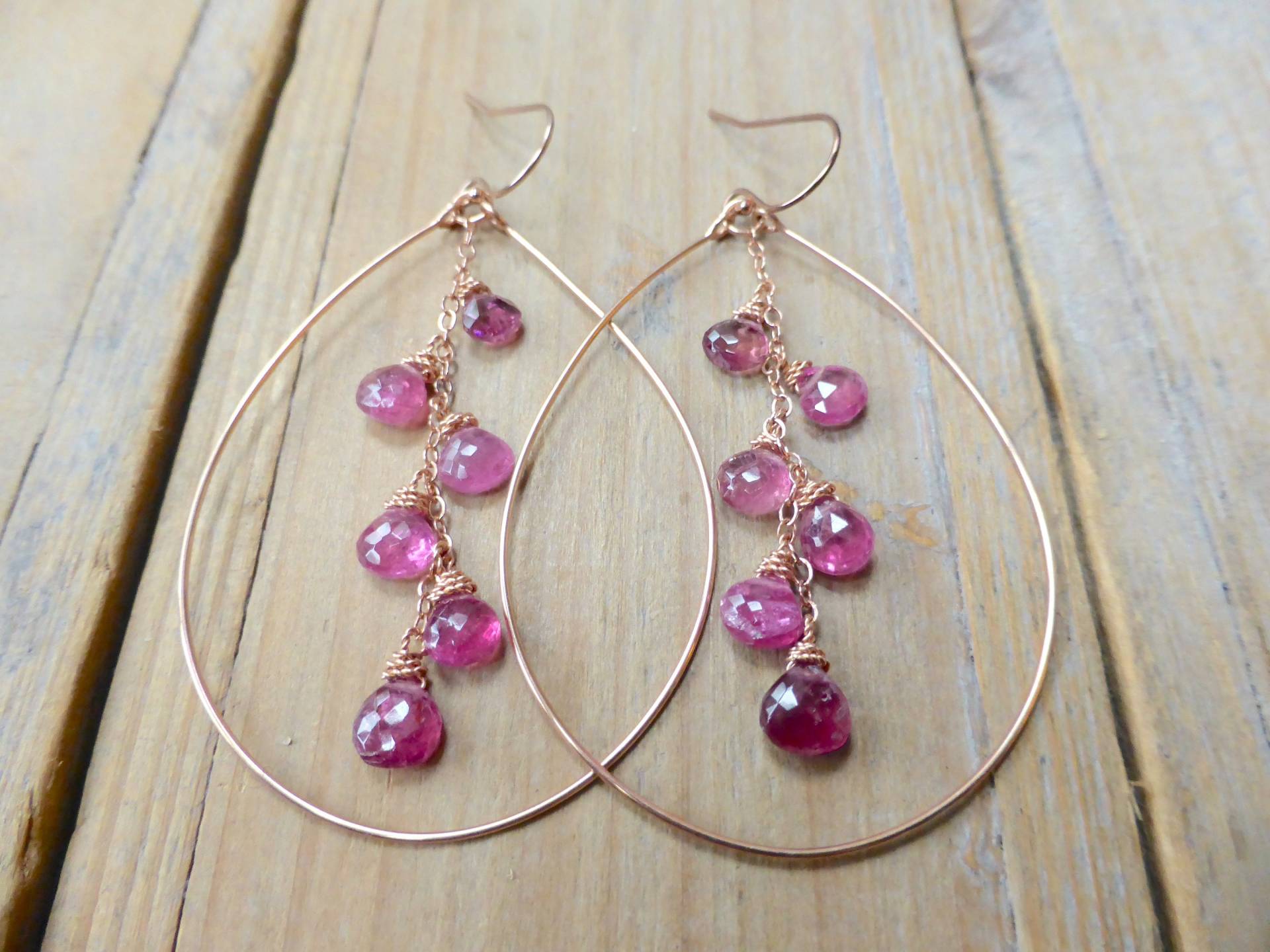 Rubellit Rosa Turmalin Tropfen Roségold Ohrringe Rubellit Rosa Turmalin Tropfen Roségold Ohrringe von PrincessgearJewelry
