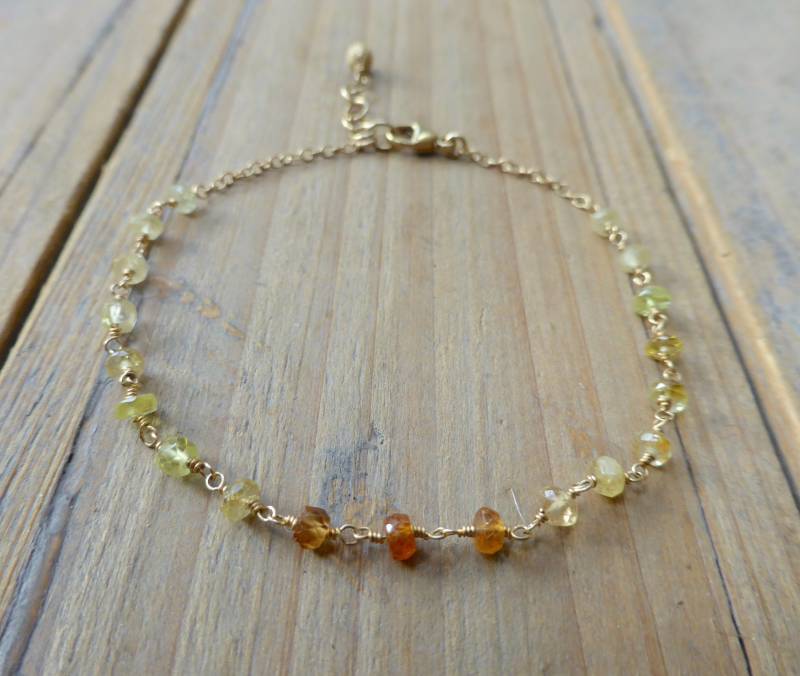 Sonniges Ombre Gelb Sapphire Link 14K Gf Armband Sonniges Ombre Gelb Sapphire Link 14K Gf Armband von PrincessgearJewelry