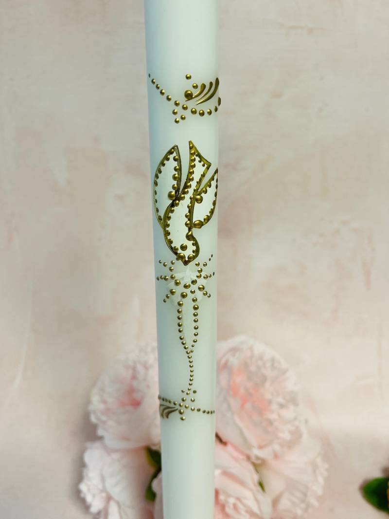 Weiße Kerze mit goldenen Details von Princessmoda