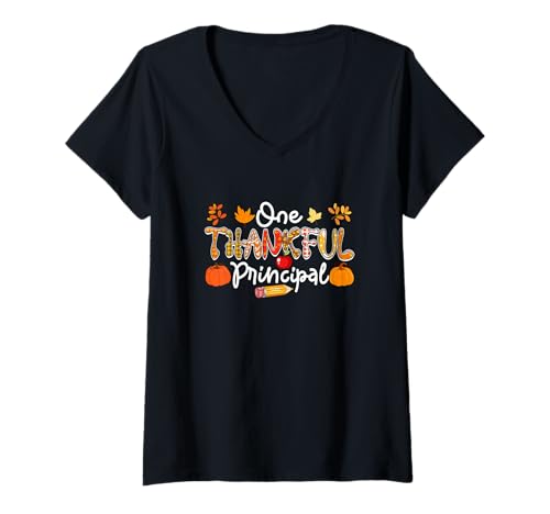 Damen One Thankful Principal Thanksgiving Herbst Kostüm Proud Job T-Shirt mit V-Ausschnitt Damen One Thankful Principal Thanksgiving Herbst Kostüm Proud Job T-Shirt mit V-Ausschnitt von Principal Thanksgiving Costume