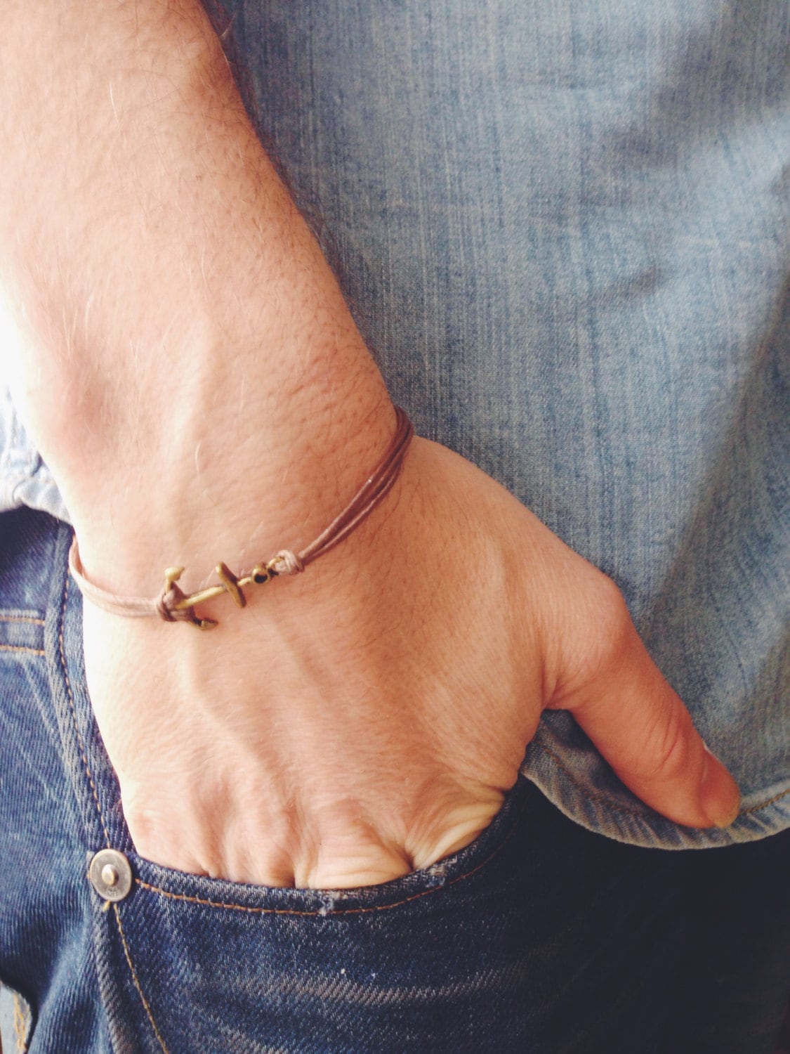 Bronze Anker Armband Für Männer Braune Kordel Sailor Schmuck Bronze Anker Armband Für Männer Braune Kordel Sailor Schmuck von Principles