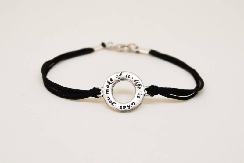 Armband Für Männer Versilbert Karma Und Glücksbringer Herren Kreis Schwarz String Inspiration Motivation Yogi Schmuck Geschenk Ihn von Principles