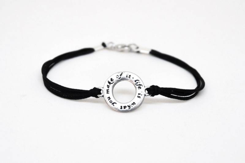 Armband Life Is What You Make Of It Für Männer Karma Und Glück Kreis Schwarzer String Inspiration Neuer Job Geschenk Ihn von Principles