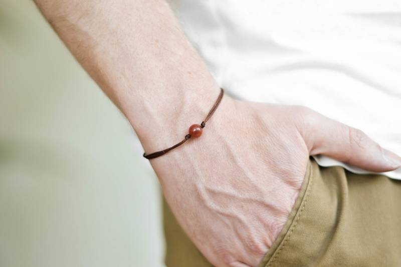 August Geburtsstein Für Männer, Sardonyx Achat Perle, Herren Armband, Braune Schmuck Weihnachtsgeschenk Ihn von Principles