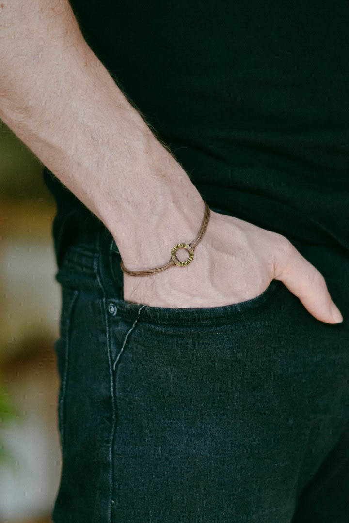 Believe Armband Für Männer Bronze Ton Kreis Karma Charme Herren Braun String Inspiration Motivation Geschenk Ihn von Principles