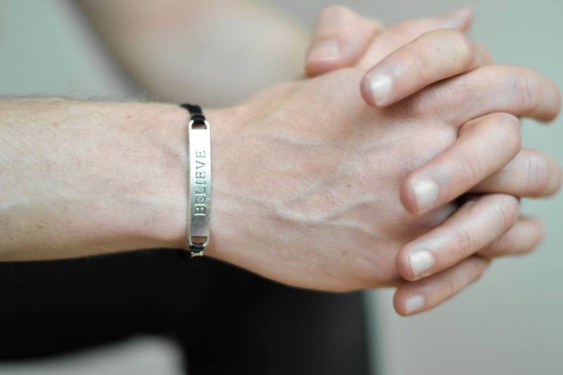 Herren Armband Silber Ton Believe Charm Für Männer Schwarzes Inspiration Motivation Glaube Schmuck Vatertagsgeschenk Ihn von Principles