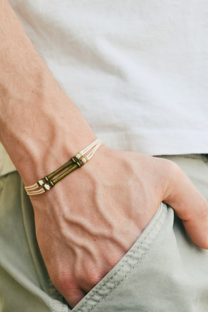 Herren Bronze Bar Armband Benutzerdefinierte Kordelfarbe von Principles