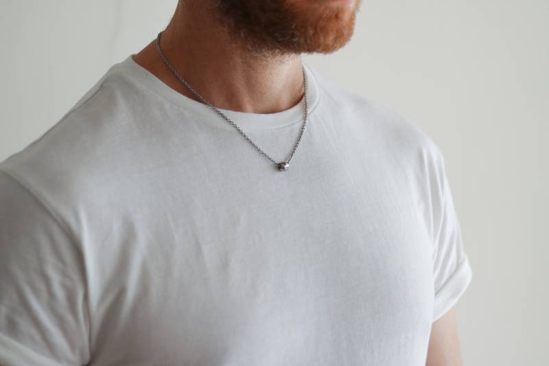 Kette Halskette Für Männer Edelstahl Perle Anhänger Herren Minimalist Silber Wasserdicht Schmuck Mann Geschenk Ihn Vater von Principles