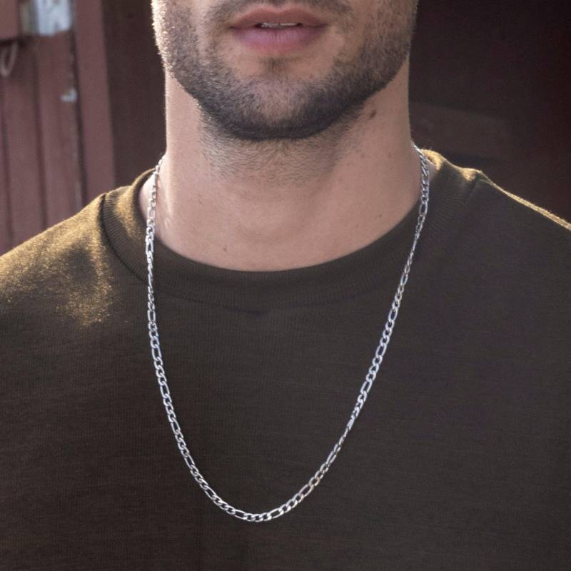 Silber Kette Halskette Für Männer Edelstahl Gliederkette Herrenkette Wasserdicht Figaro Kabelkette Vatertagsgeschenk Ihn Herrenschmuck von Principles