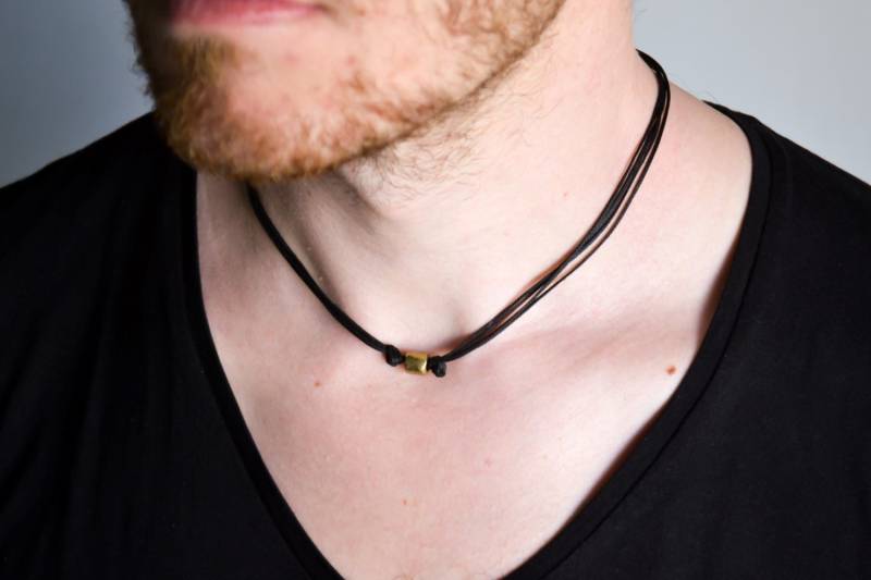 String Halskette Für Männer Schwarze Kordeln Herren Bronze Perle Anhänger Freund Geschenk Ihn Surfer Strand Herrenschmuck Festival von Principles