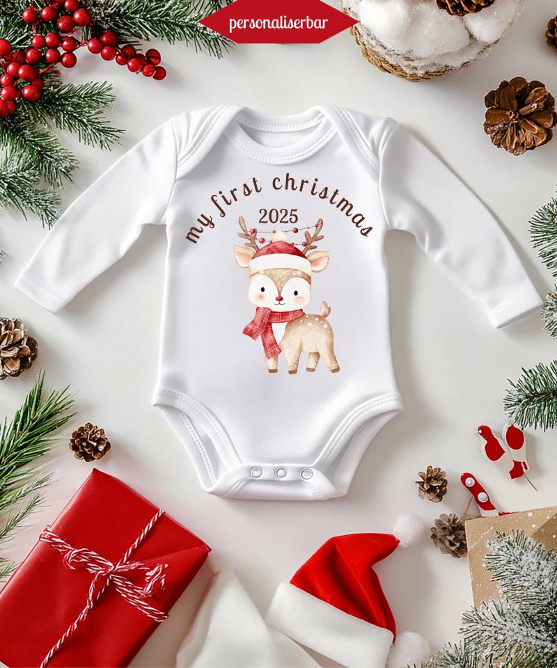 Christmas Baby Body, Weihnachtsbody, Babykleidung Zu Weihnachten, Erstes First Christmas, Personalisierter Geschenk von PrindoroDesign