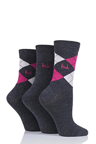 Pringle Damen Geschenkbox Argyle Baumwolle Socken Packung mit 3 Holzkohle 36-40 von Pringle of Scotland