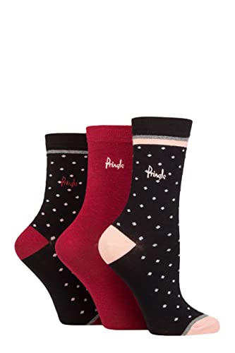 Pringle Damen Gemustert Baumwolle und recycelt Polyester Socken Packung 3 Klein Tupfen Schwarz 37-42 von Pringle of Scotland