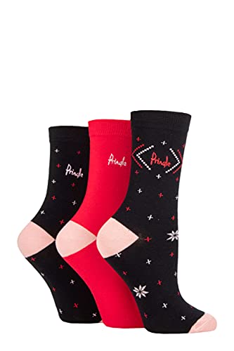 Pringle Damen Weihnachten Geschenk verpackt Gemustert Socken Packung 3 Schwarz 37-42 von Pringle of Scotland