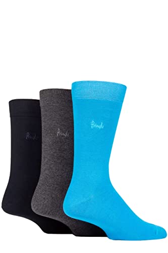 Pringle Herren Argyle Gemustert und Plain Geschenkbox Baumwollsocken Packung 3 Marine/Blau/Grau 40-46 von Pringle of Scotland