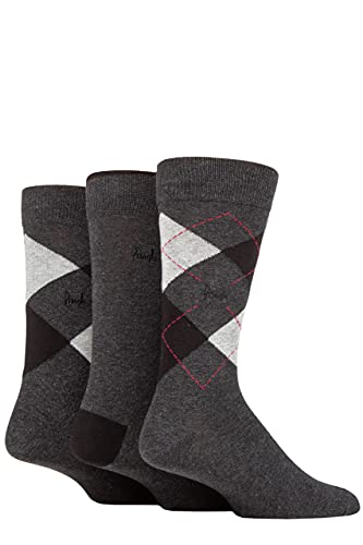 Pringle Herren Bambus Baumwolle Mischung Argyle Socken Packung 3 Holzkohle/Schwarz/Hellgrau 40-46 von Pringle of Scotland