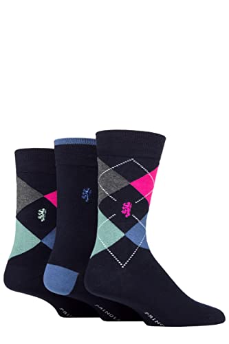 Pringle Herren Bambus Gemustert, Argyle und Gestreift Socken Packung 3 Dunkel Marine 40-45 von Pringle of Scotland