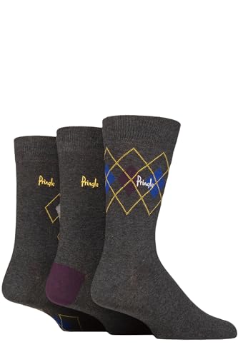 Pringle Herren Baumwolle und Recycelt Polyester Gemustert Socken Packung 3 (DE/NL/SE/PL, Numerisch, 40, 46, Regular, Regular, Argyle Anthrazit/Blau/Lila) von Pringle of Scotland