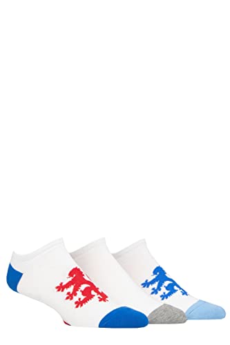 Pringle Herren Schlicht und Gemustert Baumwolle Geheime Socken Packung 3 Logo Weiß Blau/Grau/Hellblau 40-46 von Pringle of Scotland