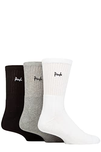 Pringle Herren Schmucklos und Gemustert Baumwolle Halb-Gepolstert Sportsocken Packung 3 Sortiert Schmucklos 40-46 von Pringle of Scotland