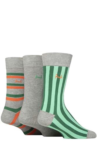 Pringle of Scotland Herren Gemustert Bambus Socken Packung 3 Vertikal Streifen Grau/Grün 40-46 von Pringle of Scotland