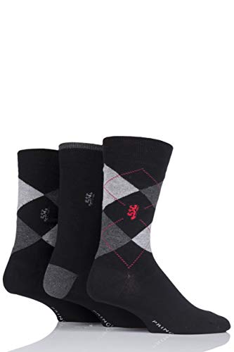 Pringle Herren Bambus Gemustert, Argyle und Gestreift Socken Packung 3 Schwarz 40-45 von Pringle of Scotland