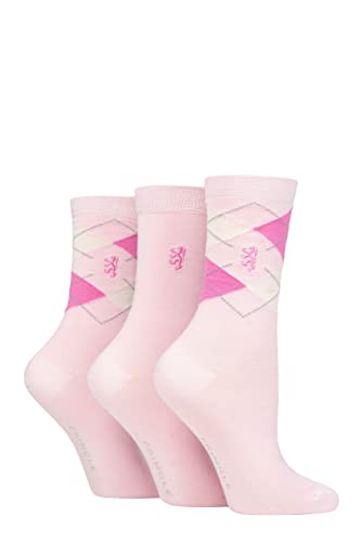 Damen 3 Paar Pringle Black Label Argyle Bambus Socken Rosa 37-42 von Pringle of Scotland