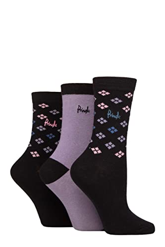 Pringle Damen Gemustert Baumwolle und recycelt Polyester Socken Packung 3 Scatter Diamant Schwarz 37-42 von Pringle of Scotland