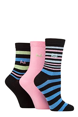 Pringle Damen Gemustert Baumwolle und recycelt Polyester Socken Packung 3 Streifen Schwarz 37-42 von Pringle of Scotland