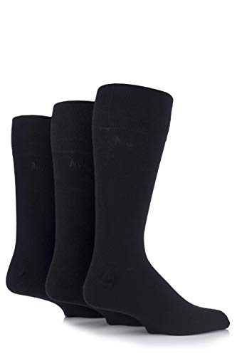 Herren 3 Paar Pringle Dunvegan Gentle Grip Plain Cotton Socks Schwarz von Pringle of Scotland