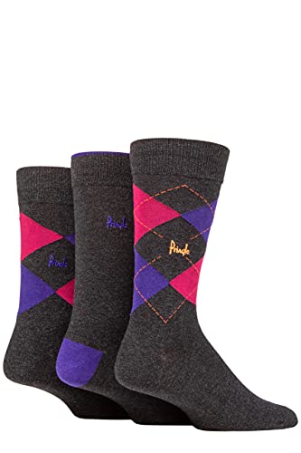 Pringle Herren Bambus Baumwolle Mischung Argyle Socken Packung 3 Holzkohle/Rosa/Lila 40-46 von Pringle of Scotland