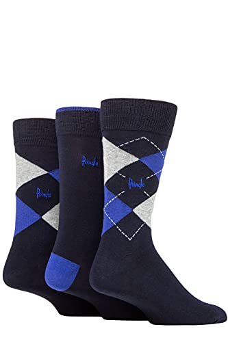 Pringle Herren Bambus Baumwolle Mischung Argyle Socken Packung 3 Marine/Hellgrau/Blau 40-46 von Pringle of Scotland