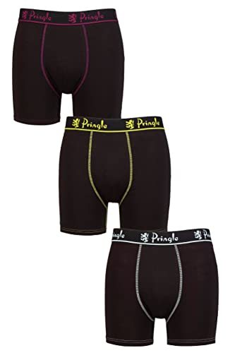 Pringle Herren Bambus Boxers Packung 3 Schwarz Lila/Grün/Hellblau L von Pringle of Scotland