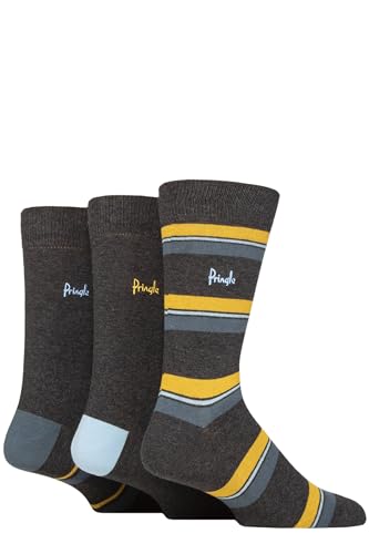 Pringle Herren Baumwolle und Recycelt Polyester Gemustert Socken Packung 3 (DE/NL/SE/PL, Numerisch, 40, 46, Regular, Regular, Streifen Mischen Holzkohle) von Pringle of Scotland