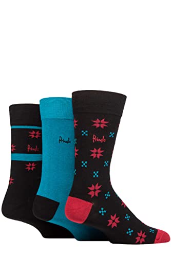 Pringle Herren Gemustert und Schmucklos Hirsch Gewürfelt Baumwolle Geschenk verpackt Socken Packung 3 Quadrate Schwarz/Rot/Blaugrün 40-46 von Pringle of Scotland