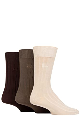 Pringle Herren Gerippt Bambus Socken Packung 3 Beige 40-46 von Pringle of Scotland