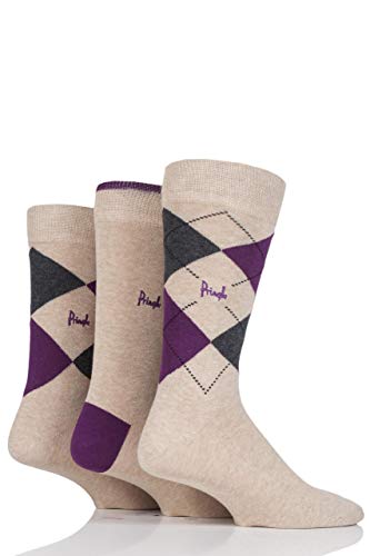 Pringle Herren 3 Paar New Waverley Argyle gemusterte und einfarbige Socken Beige 40-46 von Pringle of Scotland