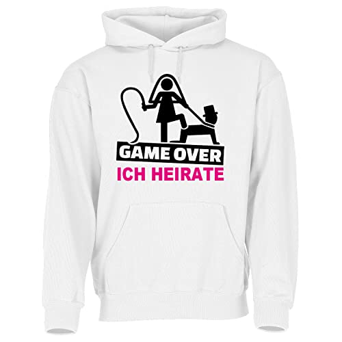 Junggesellenabschied Hoodie | JGA Herren Kapuzenpullover | Game Over |Sprücheshirt | Junggesellenabschied | Bräutigam | Team Bräutigam | Größe S-XXXL (as3, alpha, x_l, regular, regular, Weiss) von Print Deluxe
