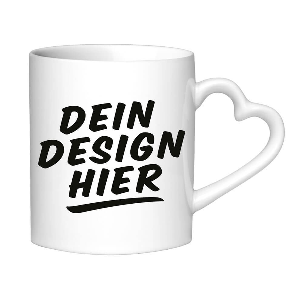 Tasse mit Herzhenkel bedrucken mit Logo, Motiv oder Foto Tasse mit Herzhenkel bedrucken mit Logo, Motiv oder Foto von Print Equipment
