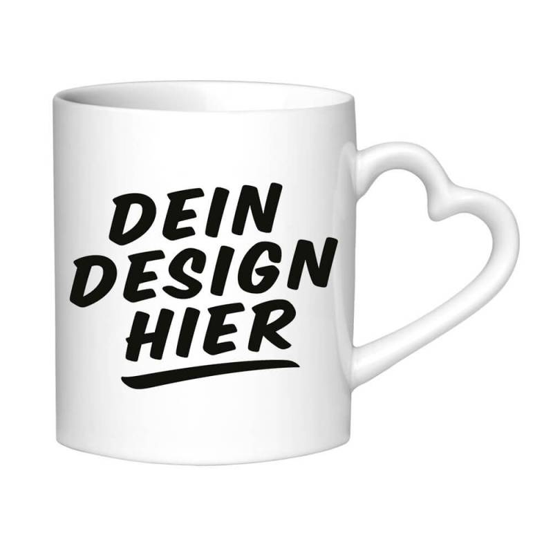Tasse mit Herzhenkel bedrucken mit Logo, Motiv oder Foto Tasse mit Herzhenkel bedrucken mit Logo, Motiv oder Foto von Print Equipment