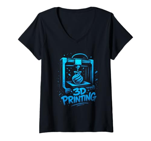 Damen 3D-Druck Graffiti Street Art Design T-Shirt mit V-Ausschnitt von Print Street