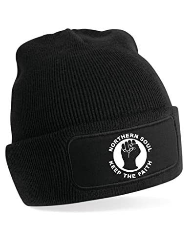 Print4U Northern Soul Beanie-Mütze, Musikliebhaber, Geschenk für Männer und Damen, Schwarz , One size von Print4U