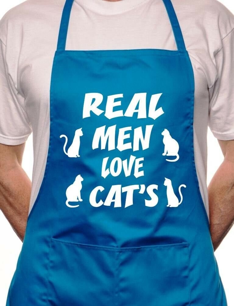 Print4U Echte Männer Lieben Katzen Bbq Kochen Lustige Neuheit Schürze von Print4ustore