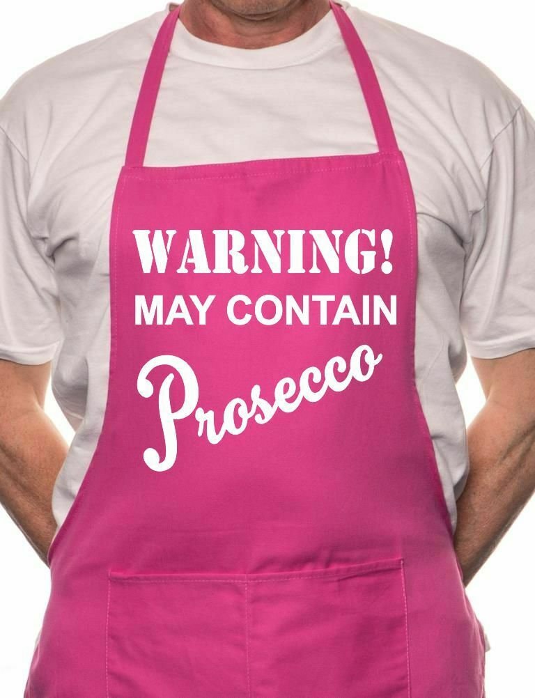 Print4U Warnung Enthält Prosecco Bbq Lustige Neuheit Kochschürze von Print4ustore