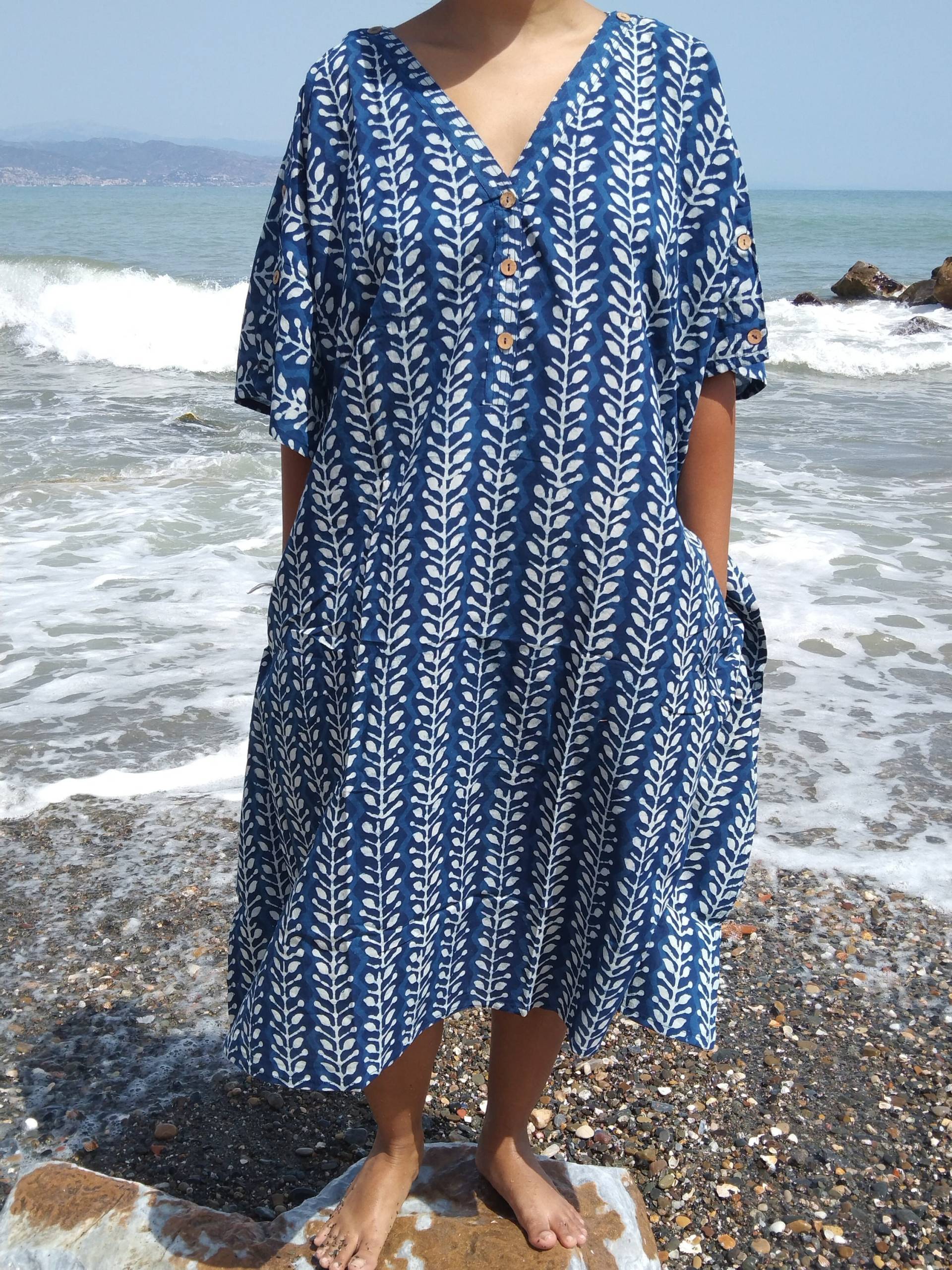 Umstandskleid Bio Kaftan, Indigo Kaftan, Stillkleid, Baumwolle Kaftan, Geschenke Für Sie von PrintABlock