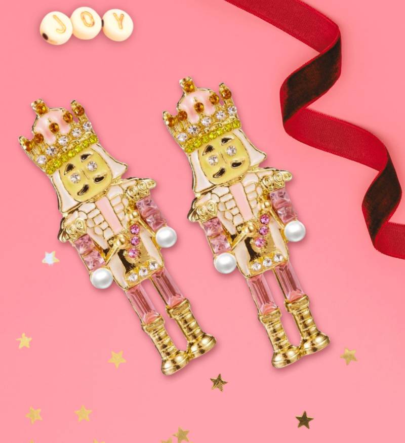 Glitzer Nussknacker Weihnachts Ohrringe - Kitsch Urlaub Schmuck von PrintBerryStudios