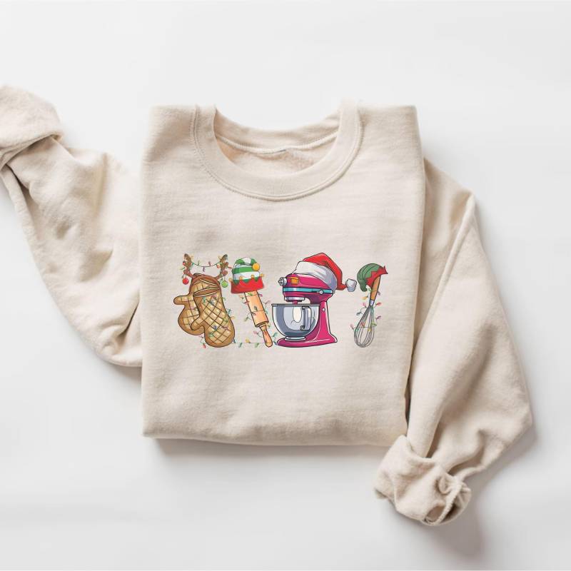 Backen Weihnachten Sweatshirt, Küche Werkzeuge Shirt, Bäcker T-Shirt, Geschenk, Unisex Weihnachtsshirt, Süße Urlaub Tshirts von PrintBoutique4U